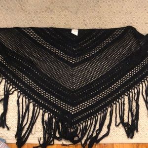 Black crocheted shawl